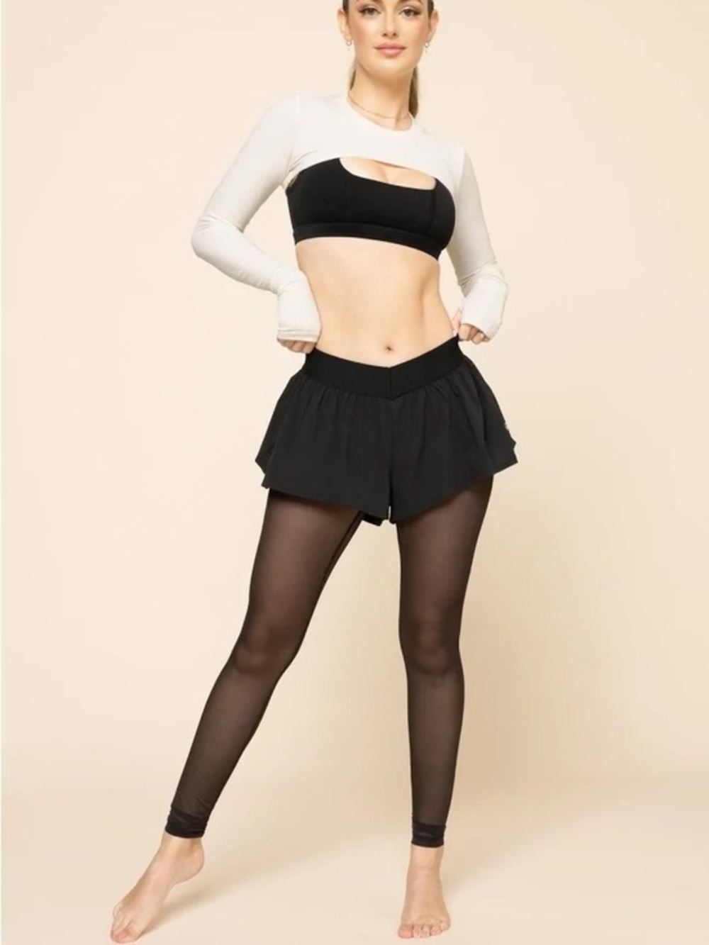 Popflex On the Run Ruffle Tights 25” inseam - Black size medium
